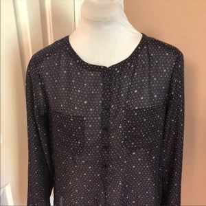 CLOSING SALE Navy Print Blouse Size Small